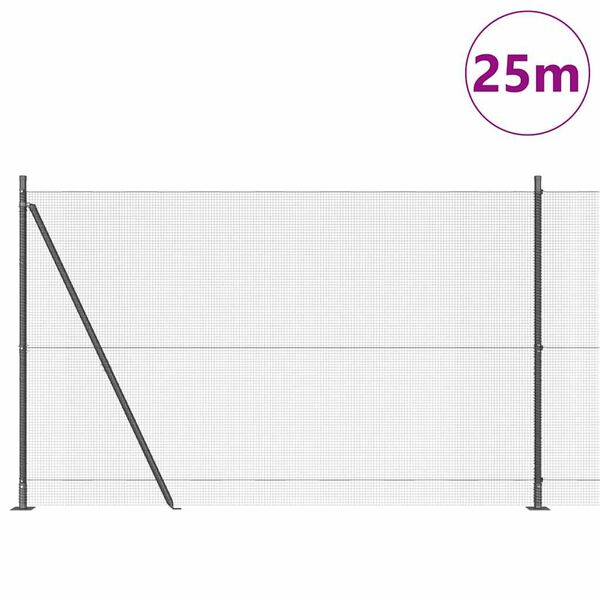 vidaXL Gir&eth;ingarp&oacute;stur Gr&aacute;r 25 x 1,4 m (12 x 12 mm net) St&aacute;l og PVC
