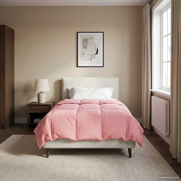 vidaXL Vetrar s&aelig;ng S&iacute;&eth;la&eth; Bleikur 135 x 200 cm M&iacute;kr&oacute;f&iacute;ber