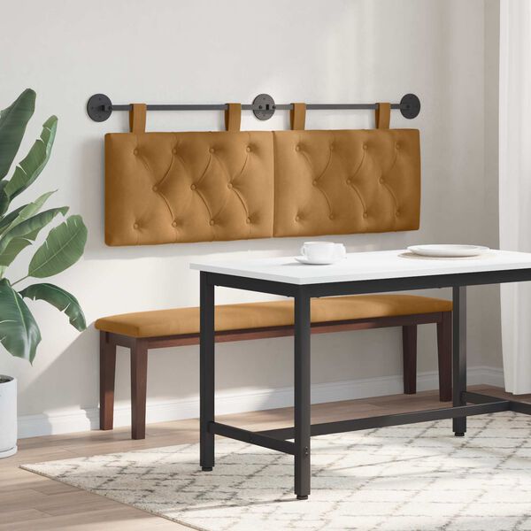 vidaXL Hengisk&aacute;li Vegghengt Br&uacute;nn 150 x 55 x 7 cm Flauel