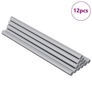 vidaXL &THORN;r&aacute;&eth;u stangir 12 pcs Silfur M6 x 120 mm (&THORN;r&aacute;&eth;&thorn;verm&aacute;l x L) metal