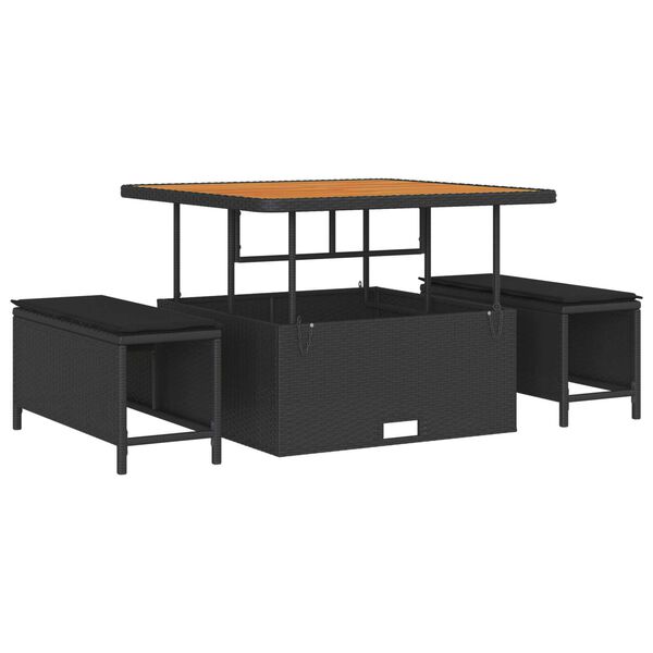 vidaXL Gar&eth;s&oacute;fa sett me&eth; p&uacute;&eth;i me&eth; geymslu me&eth; kodda 13 pcs Svartur