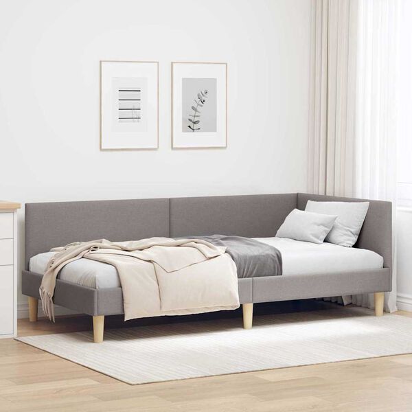 vidaXL Hornr&uacute;m ramma me&eth; h&ouml;fu&eth;gafl M&oacute;gr&aacute;r 90 cm x 200 cm B&oacute;mull og tr&eacute;