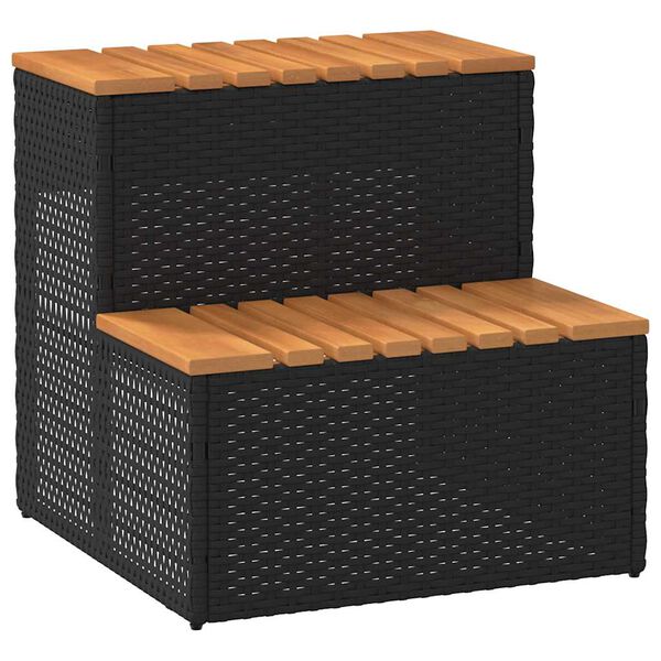 vidaXL heitur pottur Step Svartur 50x50x50,5 cm Poly Rattan