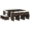 vidaXL 11 Stk. Gar&eth;bor&eth;stofusett me&eth; Sessum Br&uacute;nn P&oacute;l&yacute;rattan