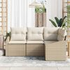 vidaXL Gar&eth;s&oacute;fa sett me&eth; p&uacute;&eth;i 4 pcs Beige og Hv&iacute;tt p&oacute;l&yacute;rattan