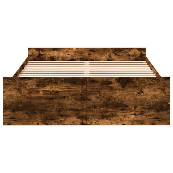 vidaXL R&uacute;mgrind me&eth; Sk&uacute;ffum &aacute;n D&yacute;nu Reykt&oacute;na Eikarlitur 140x190 cm