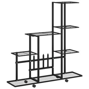 336114 vidaXL Bl&oacute;mastandur &aacute; Hj&oacute;lum 94,5x25x92,5 cm Svartur M&aacute;lmur