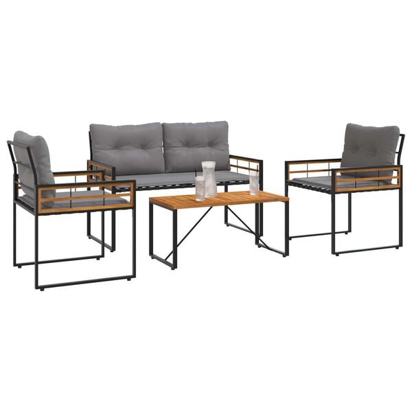 vidaXL Utandyra h&uacute;sgagna sett me&eth; p&uacute;&eth;i 4 pcs Lj&oacute;sgr&aacute;r