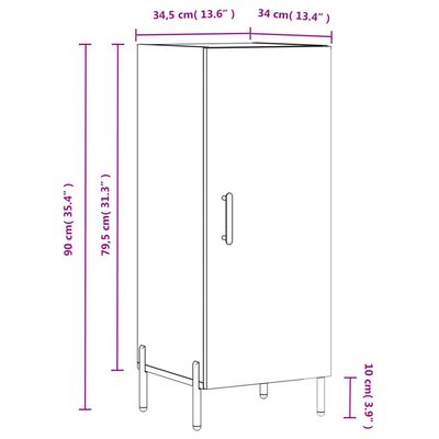 vidaXL Skenkur Grár Sonoma Eik 34,5x34x90 cm Samsettur Viður