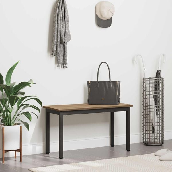 vidaXL Bekkur Listama&eth;ur Eik 80 x 35 x 45 cm Samsettur vi&eth;ur