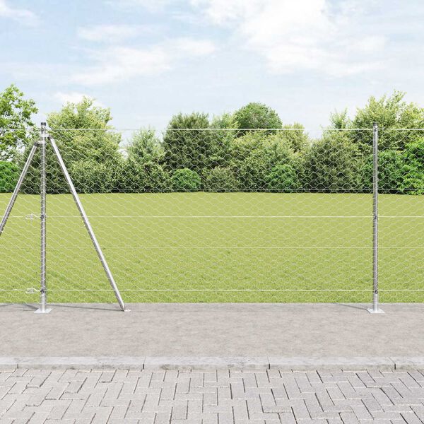 vidaXL Gir&eth;ingarp&oacute;stur Silfur 25 x 1,2 m (50 mm net) St&aacute;l