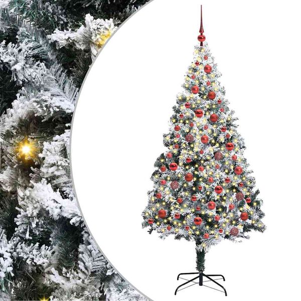 vidaXL Gervi j&oacute;latr&eacute; me&eth; 300 LED Hv&iacute;tt 180 cm PVC, st&aacute;l og plast