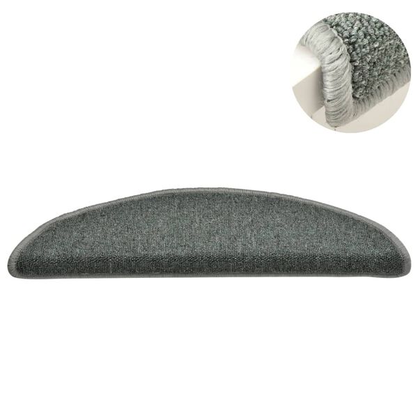 vidaXL Stigamottur 15 stk 56x17x3 cm dökkgrænar hálfhringlaga