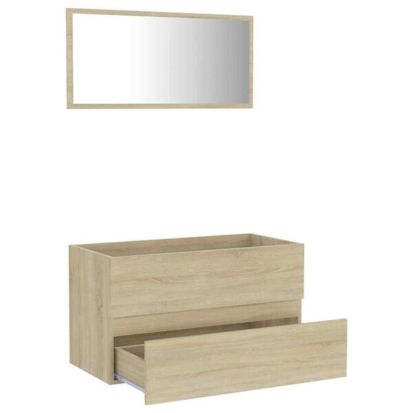804884 vidaXL 2 Piece Bathroom Furniture Set Sonoma Oak Chipboard