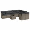 vidaXL 10 Hluta Gar&eth;s&oacute;fasett me&eth; Sessum Gr&aacute;tt P&oacute;l&yacute;rattan