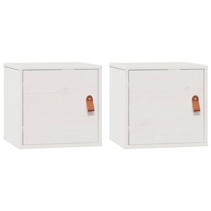 vidaXL Veggskápar 2 stk. Hvítir 31,5x30x30 cm Gegnheil Fura