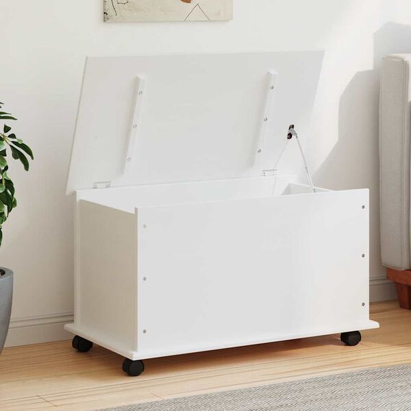 vidaXL Geymslukista á Hjólum „ALTA“ Hvít 73x39,5x43 cm Gegnheil Fura