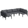 vidaXL Gar&eth;s&oacute;fa sett me&eth; p&uacute;&eth;i 6 pcs Svartur St&aacute;l