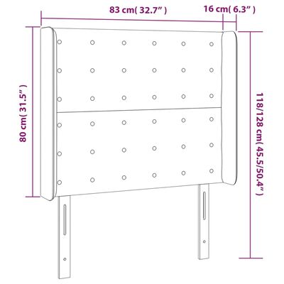 vidaXL LED höfuðgafl Svart 83x16x118/128 cm Efni