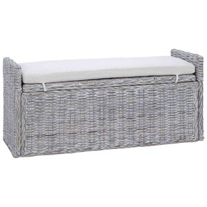 vidaXL Geymslubekkur me&eth; p&uacute;&eth;i Hv&iacute;tt &thorn;vott 110 x 40 x 50 cm Rattan