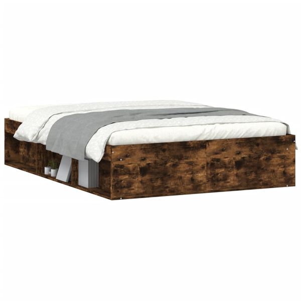 vidaXL R&uacute;mgrind Reykt&oacute;na Eikarlitur 135x190 cm Tv&iacute;breitt