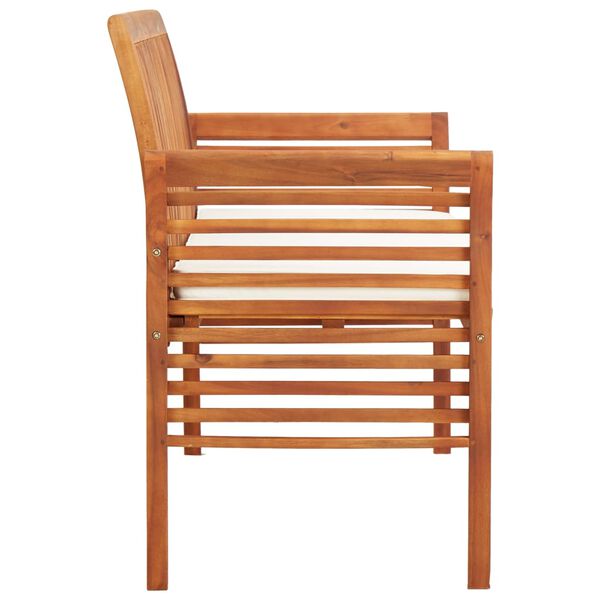 vidaXL Þriggja Sæta Garðbekkur með Sætispúða 150 cm Gegnheill Akasíuviður