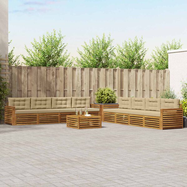 vidaXL &Uacute;ti s&oacute;fasett me&eth; p&uacute;&eth;i 9 pcs N&aacute;tt&uacute;rulegt og B&eacute;ig