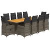vidaXL 11 Hluta B&iacute;str&oacute;sett me&eth; Sessum Gr&aacute;tt P&oacute;l&yacute;rattan