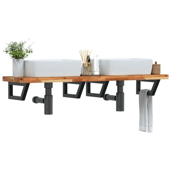 vidaXL Veggfest Handlaugarhilla St&aacute;l og Gegnheil Akas&iacute;a