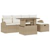 vidaXL Gar&eth;s&oacute;fa sett me&eth; p&uacute;&eth;i 6 pcs Drapplita&eth;ur Poly rattan