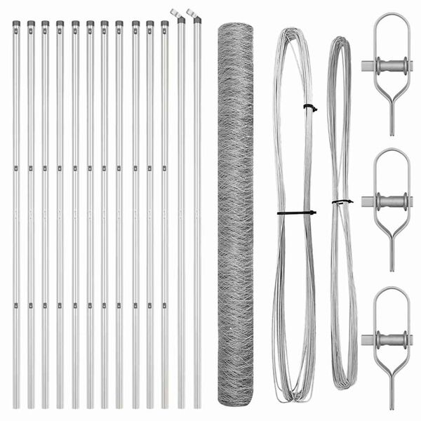 vidaXL Gir&eth;ingarp&oacute;stur Silfur 25 x 1,5 m (36 mm net) St&aacute;l
