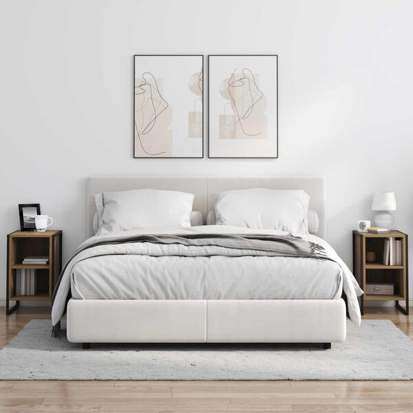 vidaXL N&aacute;ttbor&eth; 2 pcs Listama&eth;ur Eik 39.5 x 30 x 50 cm Samsettur vi&eth;ur