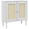 vidaXL Skenkur SENJA Rattan Hv&iacute;tur 80x35x80 cm Gegnheil Fura