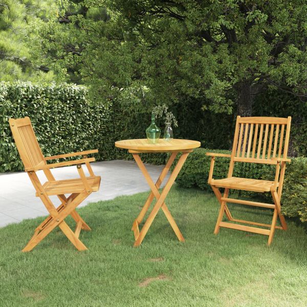 vidaXL Samfellanlegt Garðborðstofusett 3 Hluta Gegnheill Akasíuviður