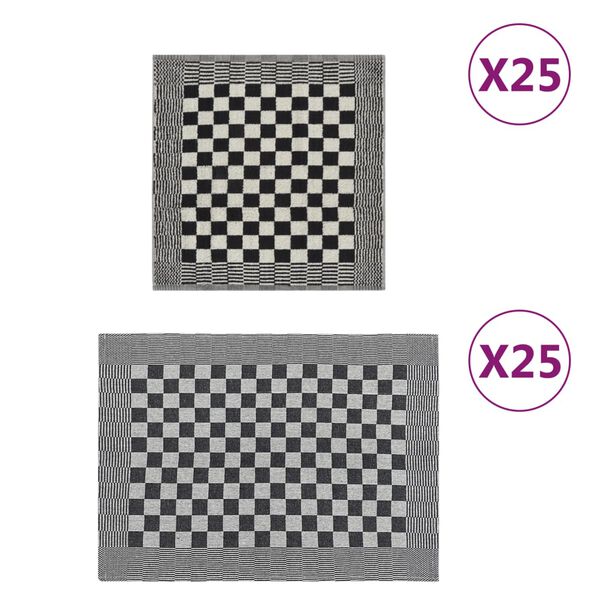 vidXL 50 stykkja Handkl&aelig;&eth;asett Bl&aacute;tt og Hv&iacute;tt B&oacute;mull