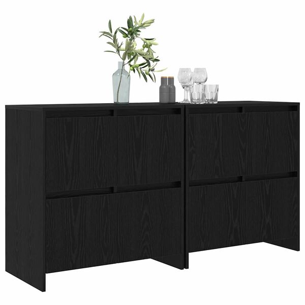 vidaXL Hli&eth;arbor&eth; 2 pcs Sv&ouml;rt eik 70 x 41 x 75 cm Samsettur vi&eth;ur