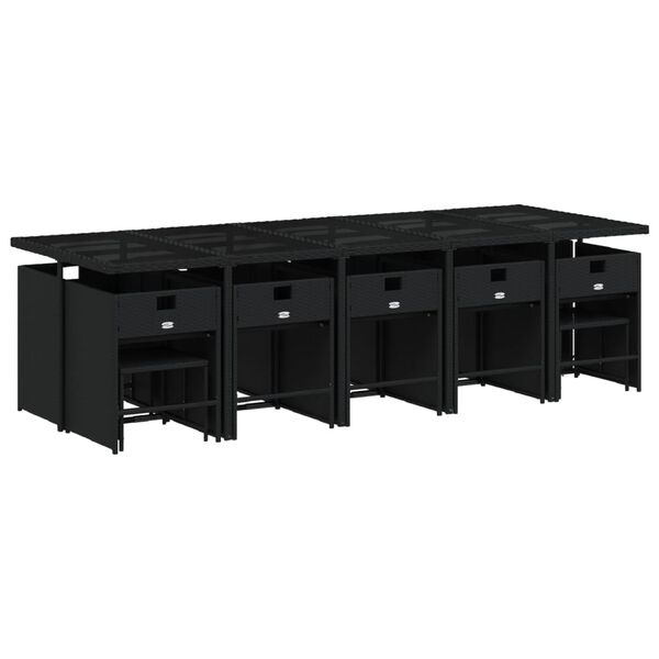 vidaXL 15 Hluta Gar&eth;bor&eth;stofusett me&eth; Sessum Svart P&oacute;l&yacute;rattan