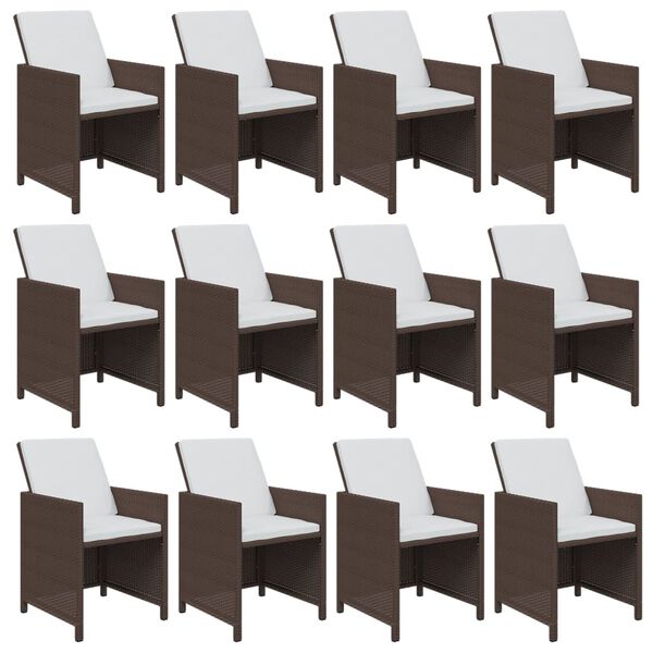 vidaXL 13 Hluta Gar&eth;sett me&eth; S&aelig;tisp&uacute;&eth;um P&oacute;l&yacute;rattan Br&uacute;nt