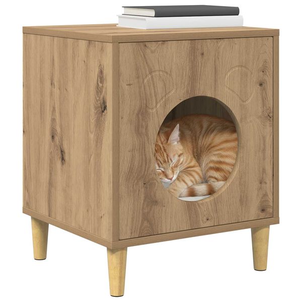 vidaXL Katta h&uacute;s Listama&eth;ur Eik 42,5 x 40 x 53 cm Samsettur vi&eth;ur