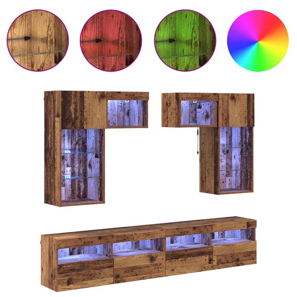 vidaXL Sj&oacute;nvarpsveggir Vegghengt 6 pcs Svartur Eik Samsettur vi&eth;ur