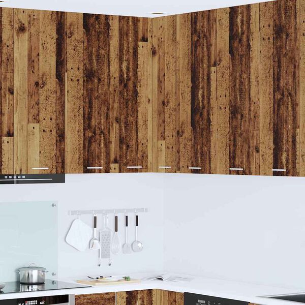 vidaXL Vegghengdur sk&aacute;pur Gamall vi&eth;ur og hv&iacute;t 57 x 57 x 100 cm