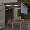 vidaXL sj&aacute;lfvirkt skyggni me&eth; blindu&LED&vindskynjara 4x3m Bl&aacute;r/hv&iacute;tur