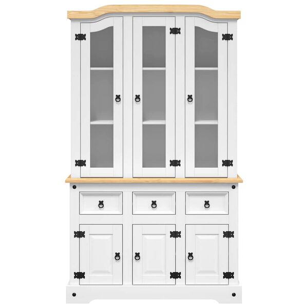 vidaXL Skápur „Corona“ 112x43x196 cm Hvít Gegnheil Mexíkósk Fura