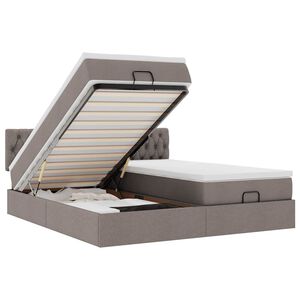 vidaXL Ottoman r&uacute;mgrind me&eth; d&yacute;num Taupe 180x200cm Efni