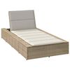 vidaXL s&oacute;lbekkur me&eth; flotp&uacute;&eth;a Beige P&oacute;l&yacute;rattan