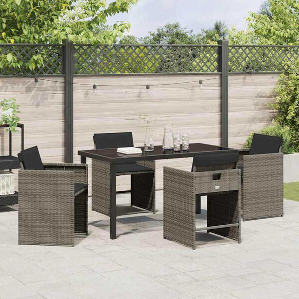 vidaXL Gar&eth;ur bor&eth;sett 5 pcs Gr&aacute;r p&oacute;l&yacute;rattan