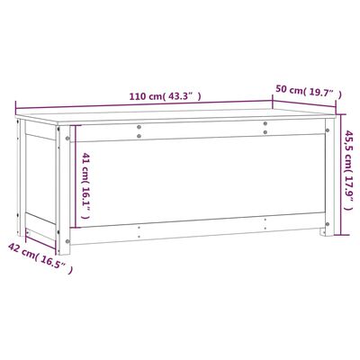 vidaXL Geymslukassi Hvítur 110x50x45,5 cm Gegnheil Fura