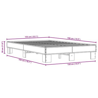 vidaXL Rúmgrind án Dýnu Svört 135x190 cm