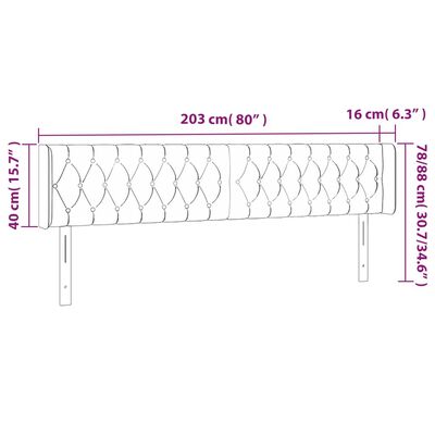 vidaXL Höfðagafl með Eyrum 203x16x78/88 cm Bleik Flauel