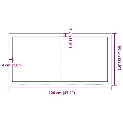 vidaXL Vegghilla Ljósbrún 120x60x(2-6) cm Meðhöndluð Gegnheil Eik